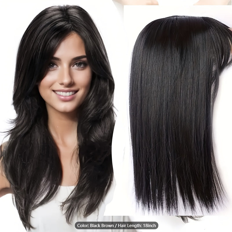 45.72cm Women'S Deep Wave Synthetic Hair Topper - Natural Look for Volume & Length, Easy-to-Style Hairpiece for Bald Spots, Adds Volume & Length, Perfect for Everyday Styling, Hair Volume Enhancer, Natural Look Hairpiece, Secure Fit Hairpiece