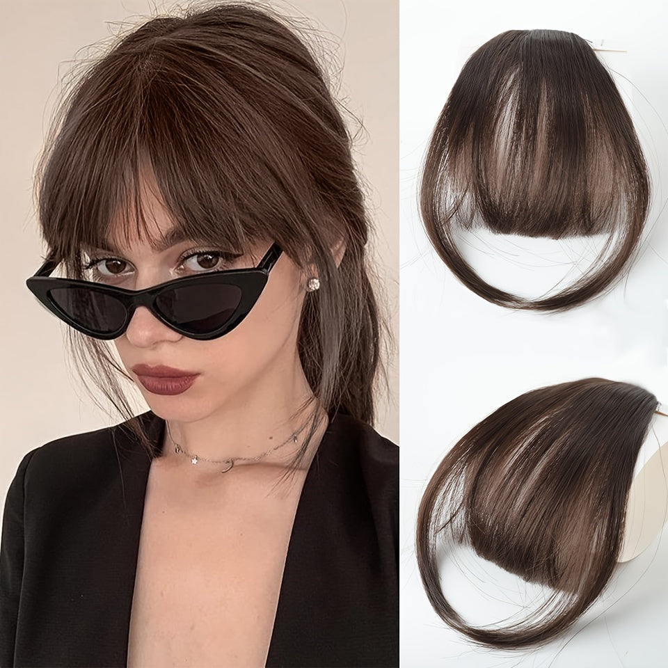 Dark Brown Black Clip In Bangs - One Piece Fringe Hairpiece for Natural-Looking Volume and Length Hair Accessories Halloween Christmas