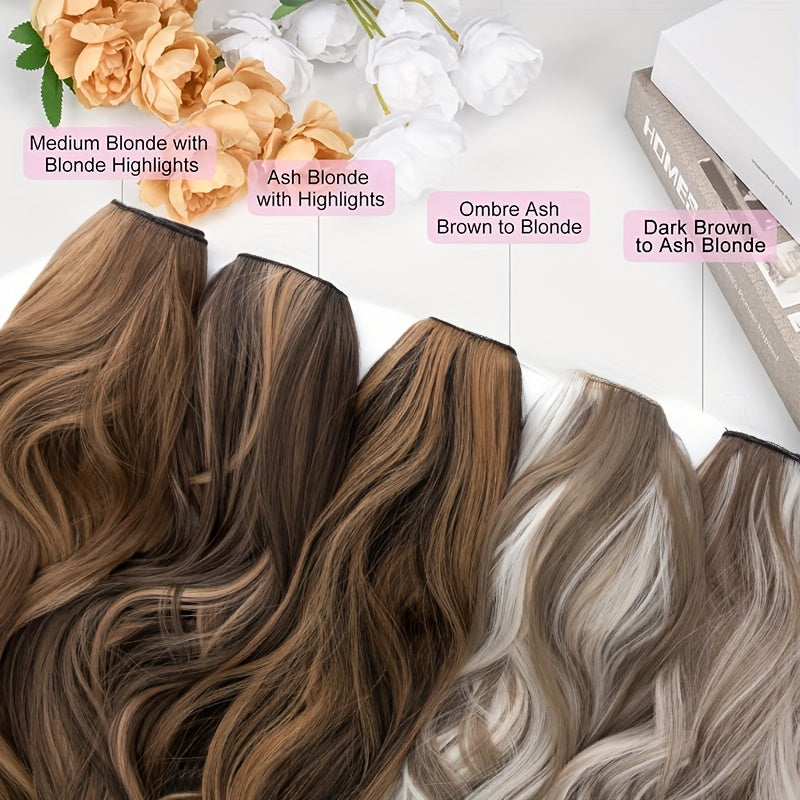 4 Clips Adjustable Size Invisible Wire Hair Extensions With Transparent Wire Synthetic Hair Piece Long Wavy Secret Headband Hairpieces For Women Daily Wear And Halloween Party