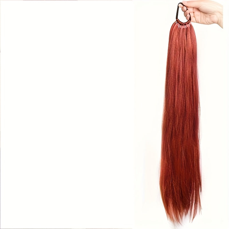 24-Inch Straight Synthetic Ponytail Extension for Women - Versatile Clip-In Hairpiece for Everyday & Special Occasions