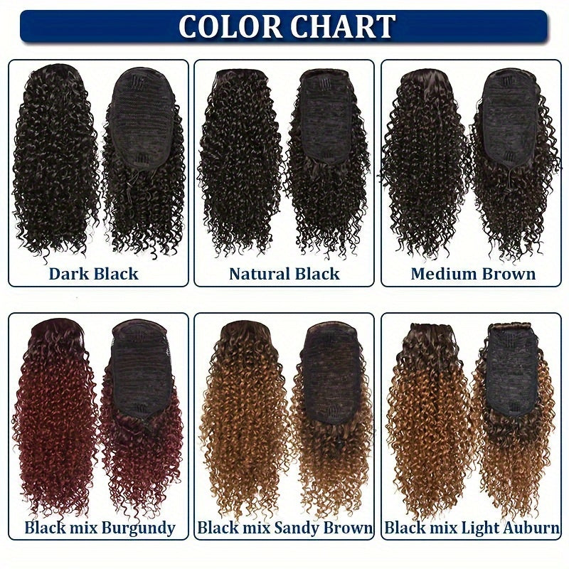 20.32 cm Short Kinky Curly Ponytail Extensions for - Synthetic Afro Hair with 2 Clips, Multi-Color Options (Light Brown to Dark Red), Secure Drawstring Closure for Natural Volume & Fullness, Ponytail Hair Extensions