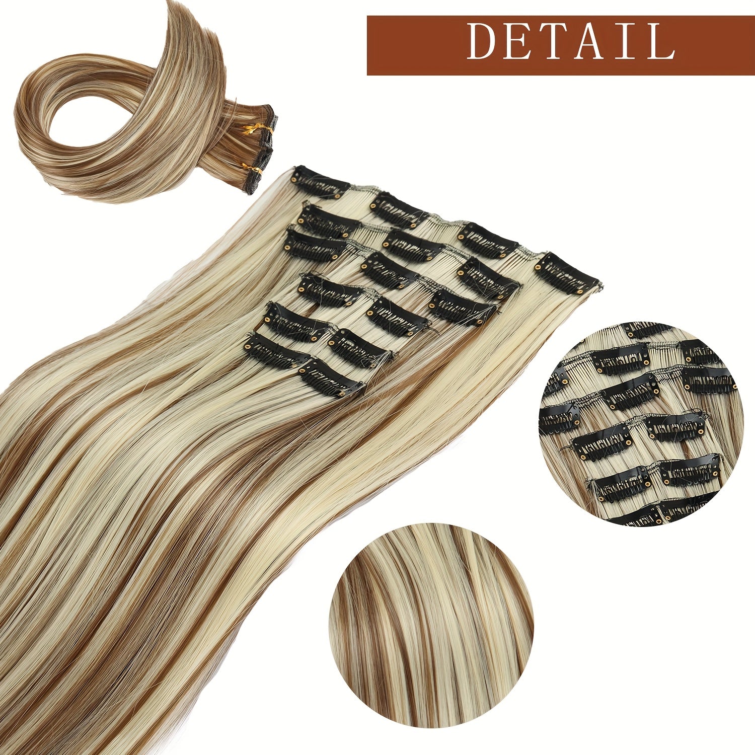 24 Inch 16-Clip Set of Synthetic Hair Extensions, Halloween Special, Straight Hair, with Basics Style, for Women, High-Temperature Fiber, Halloween Hair Accessories|Straight Hair Extensions|Durable Hairpieces
