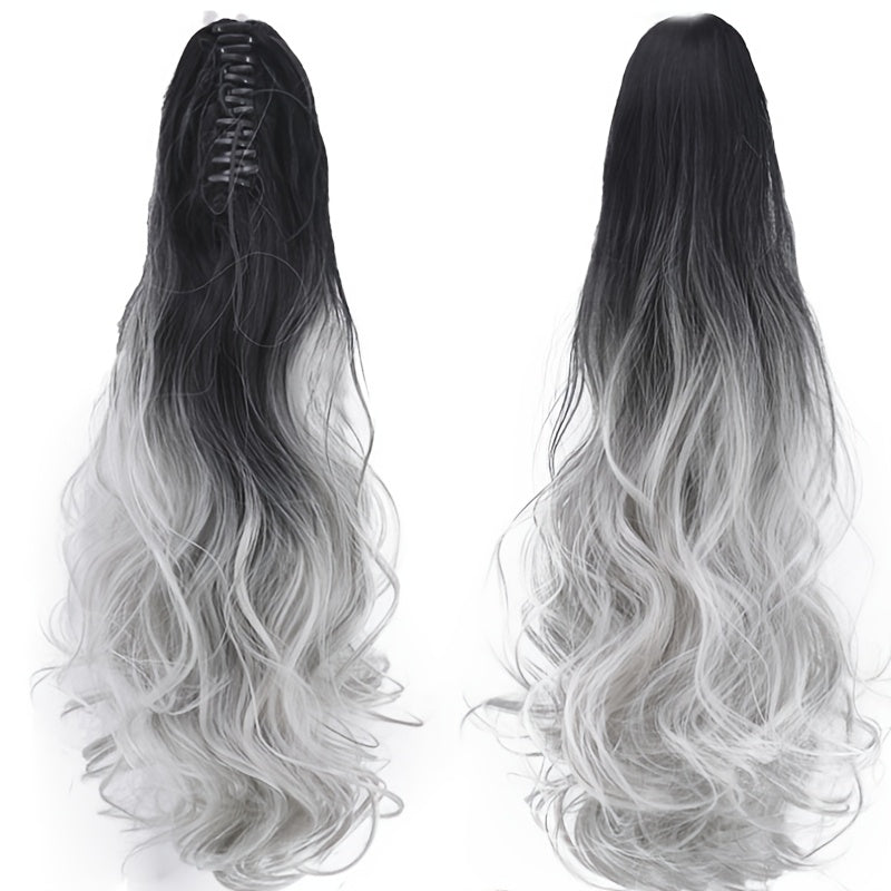 Elegant 12-Color Claw Clip Ponytail Extension - Curly Wavy Synthetic Hair for All Genders, Versatile & Stylish