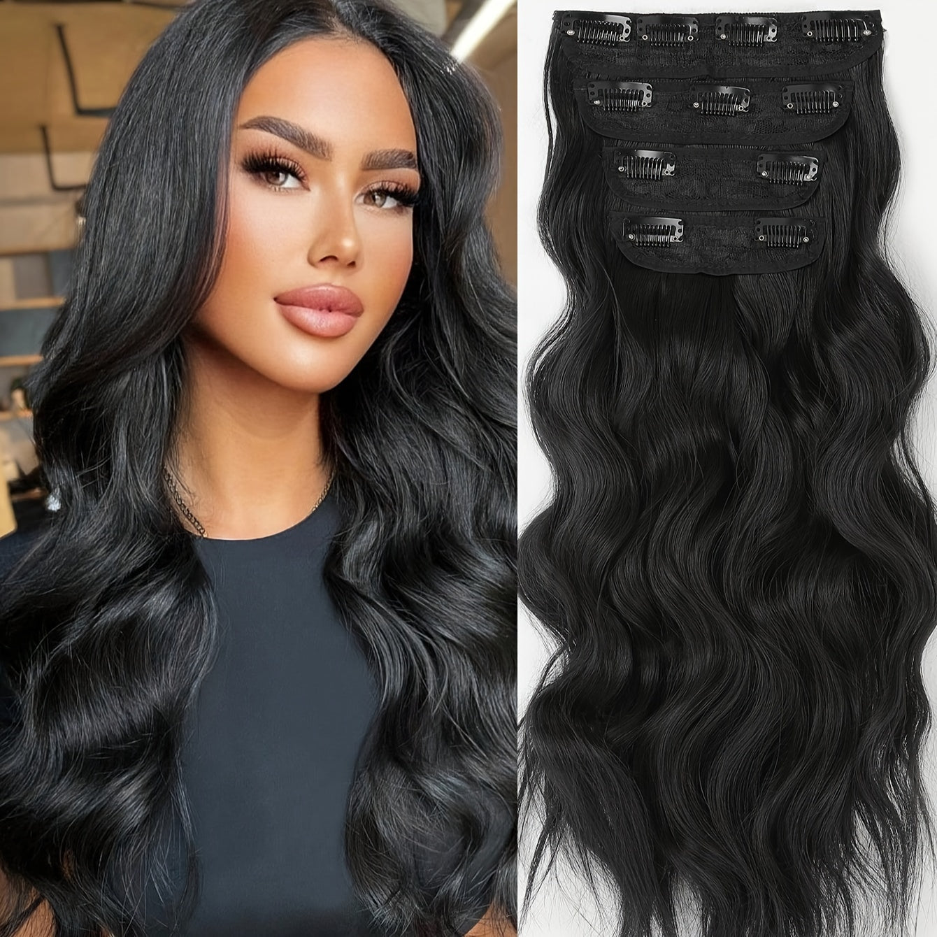 YUSULAXI Body Wave Heat Resistant High Temperature Fiber Hair Extension, 22 Inch Long, Ombre Color, for Women