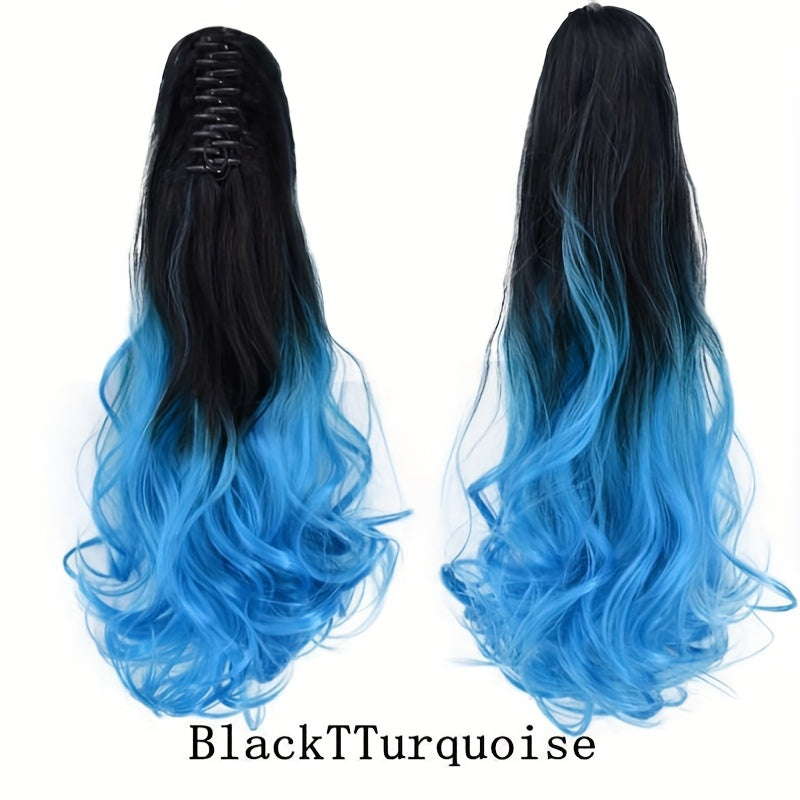 Elegant 12-Color Claw Clip Ponytail Extension - Curly Wavy Synthetic Hair for All Genders, Versatile & Stylish