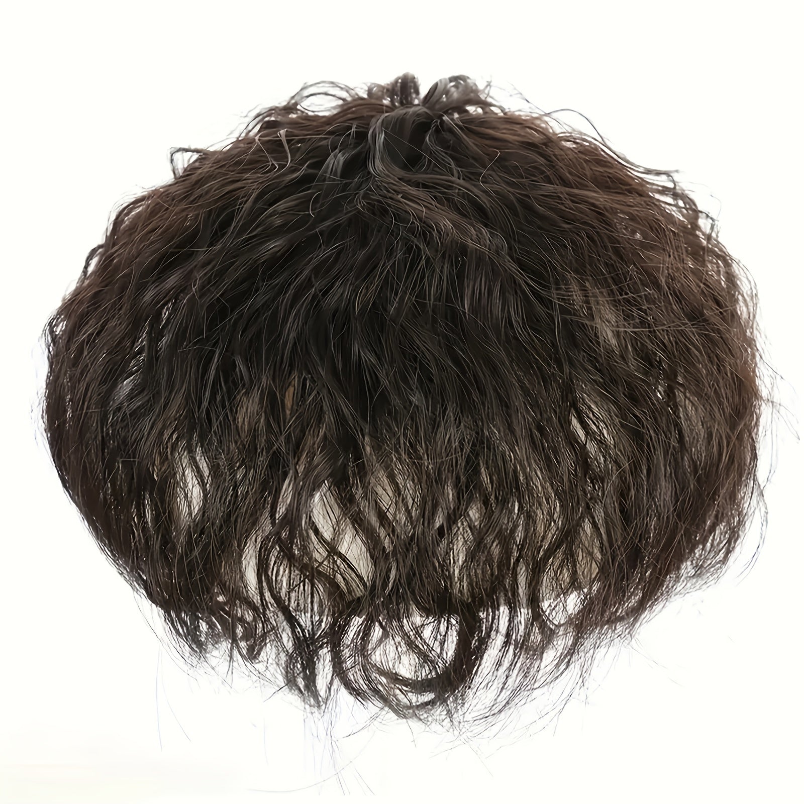 Chic Water Wave Clip-In Hair Extensions with Bangs for Women - Black & Brown, Adds Volume & Covers White Hair, Perfect for Everyday Use