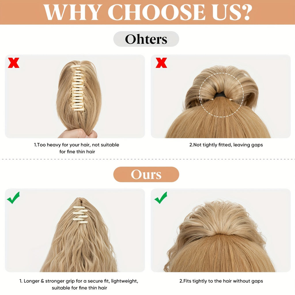14inch Curly Wavy Fluffy Synthetic Ponytail Hairpieces - Add Volume, Style, and Elegance to Your Hair with Easy Clip-In Design - Perfect for Caucasian Women Seeking a Long, Luscious Look
