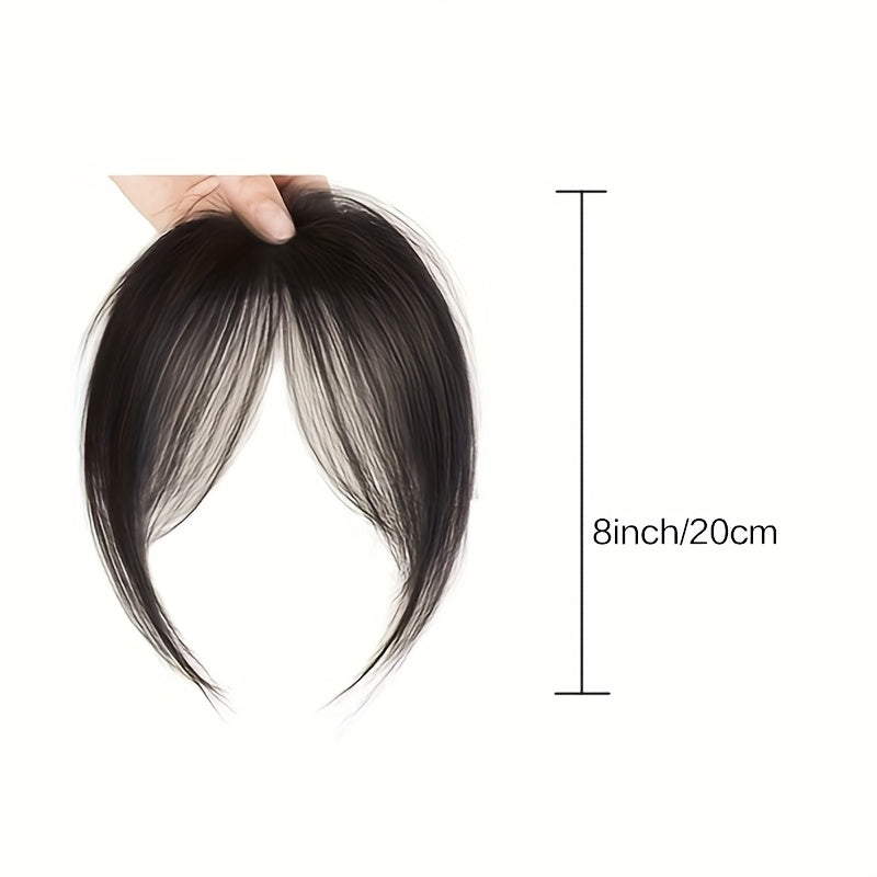 1pc Women's Natural Look Clip-In Bangs, 20.32 cm Straight Hair, High Temperature Fiber, Basic Style, Fluffy Daily Wear