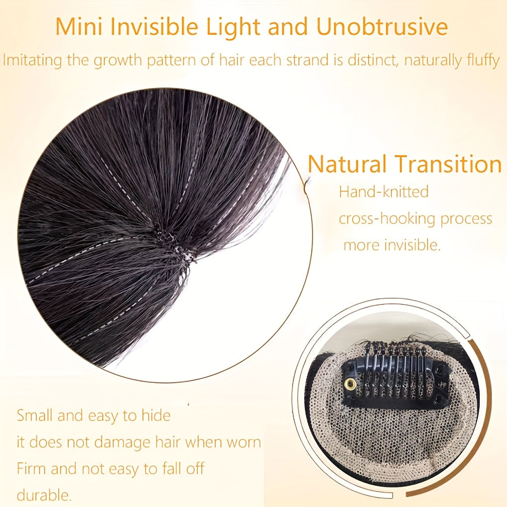 Elegant French-Style Clip-In Bangs with Sideburns, 100% Human Hair, Lightweight & Seamless for Women - Perfect for Daily Wear & Easy Styling, Bangs Clip, Human Hair