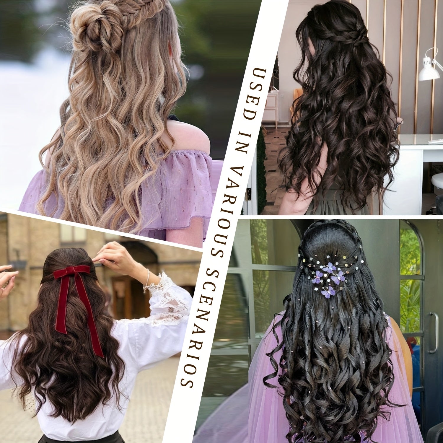 4pcs Clip-In Hair Extensions, 20 Inch Long Wavy Synthetic Fiber Wigs, Body Wave Style for Women, Perfect for Daily Use and Halloween Celebrations, Daily Hair Use | Elegant Wavy Hair | Synthetic Fiber Wigs, Hair Wigs