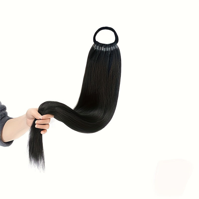 24-Inch Straight Synthetic Ponytail Extension for Women - Versatile Clip-In Hairpiece for Everyday & Special Occasions