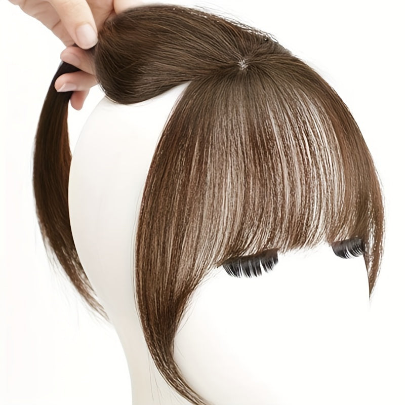 Elegant Clip-In 3D Bangs Hairpiece for Women - Synthetic French Fringe with Temples, Natural-Looking Air Bangs for Daily Wear, Versatile Styling