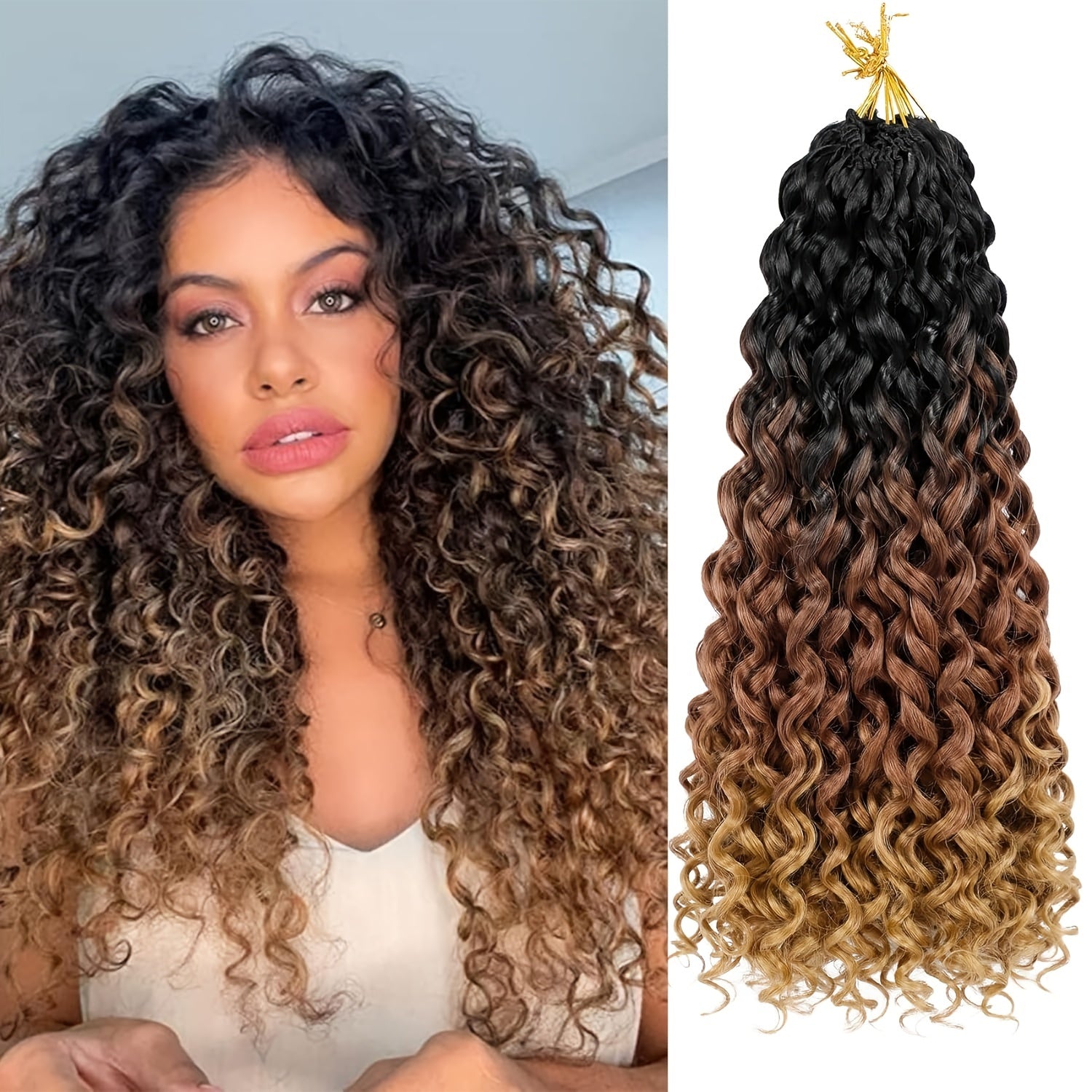 4 Packs Curl Crochet Hair Short Curly Crochet Hair For Women Water Wave Beach Curl Deep Twist Crochet Braids Synthetic Braiding Hair Extensions