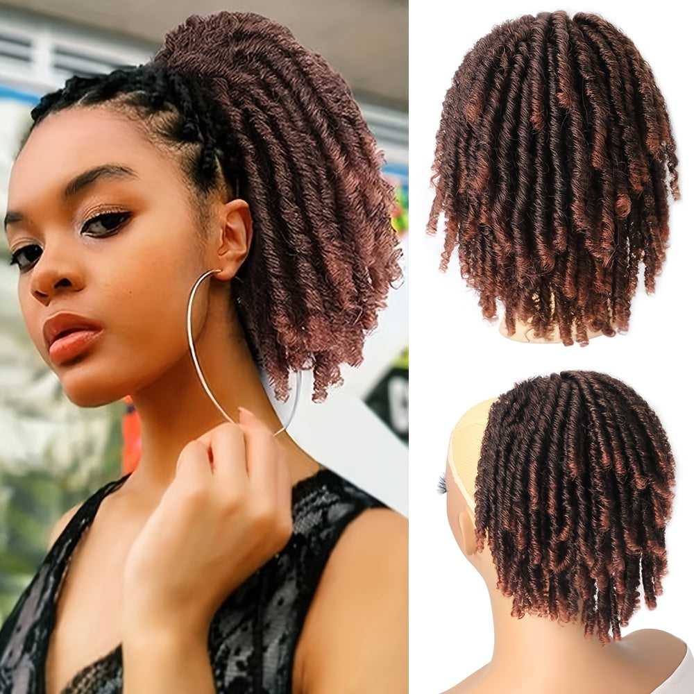 15.24 cm Short Dreadlocks Drawstring Ponytail Hair Extensions Synthetic Faux Locs Clip In Pony Tail Hair Piece for Women