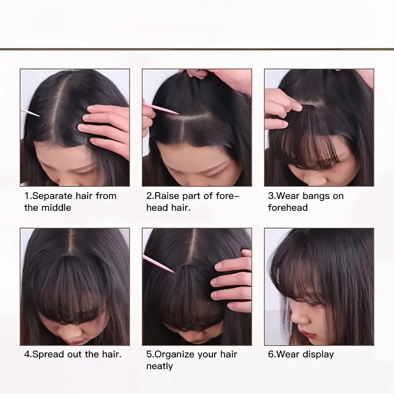 1pc Women'S Chic Clip-In Bangs, Lightweight Natural Look Loose Curl Multi-Style Basic Fashion Mini Hairpiece, High Temperature Fiber