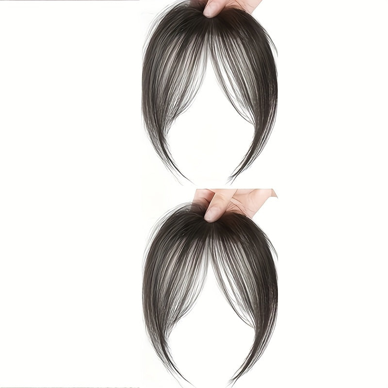 1pc Women's Natural Look Clip-In Bangs, 20.32 cm Straight Hair, High Temperature Fiber, Basic Style, Fluffy Daily Wear