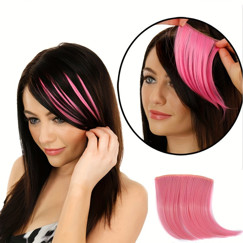 Colorful Fake Air Bangs Hair Clip-In Extension Synthetic Fiber Fringe False Hairpiece For Women For Music Festival Halloween Christmas