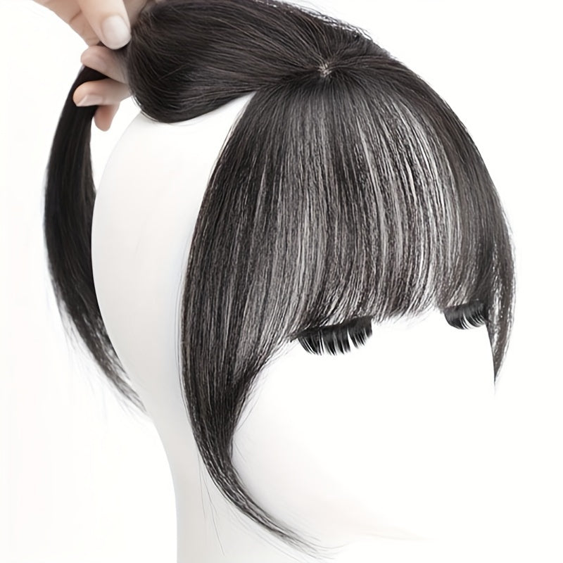 Elegant Clip-In 3D Bangs Hairpiece for Women - Synthetic French Fringe with Temples, Natural-Looking Air Bangs for Daily Wear, Versatile Styling