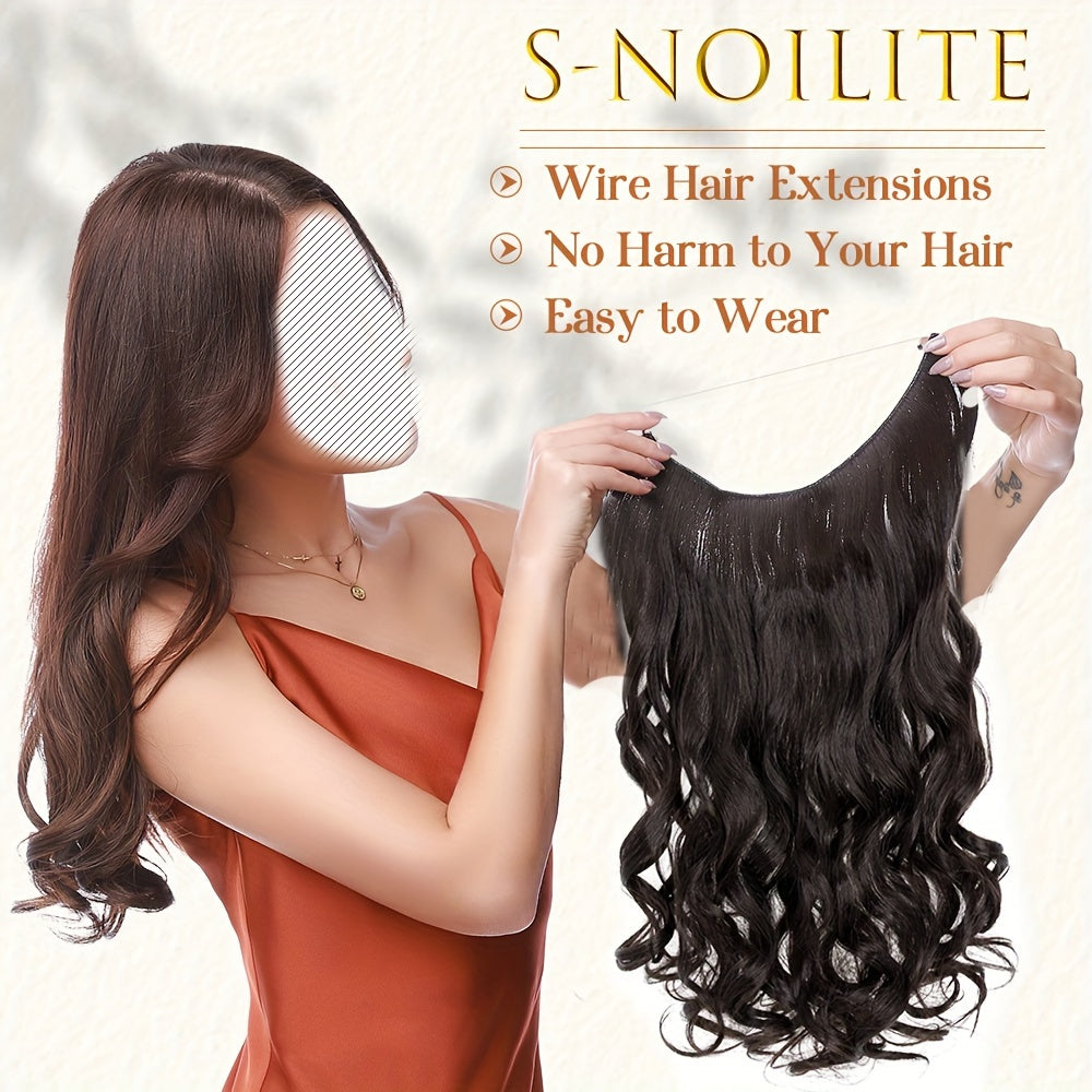 S-NOILITE Invisible Wire Hair Extensions - Adjustable Size, Breathable Lace Net, Synthetic Straight/Curly/Wavy Secret Headband for Women, Natural Look Highlighting Piece