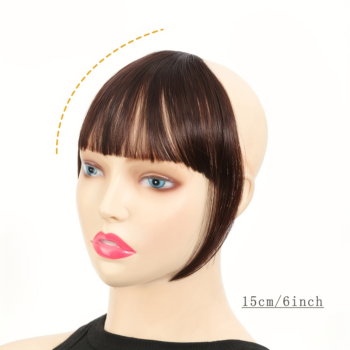 Style Flex, Chic 6-Inch Clip-In Bangs for Women - Straight Synthetic Hairpiece, Versatile Daily Wear