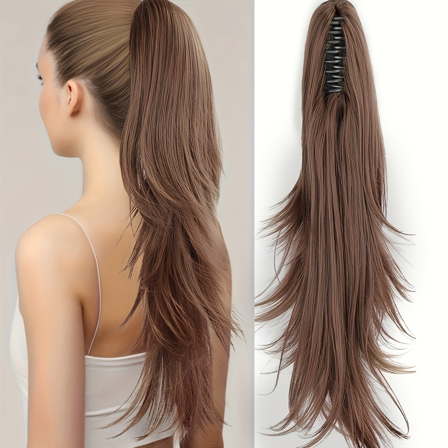 Women's High Temperature Fiber Ponytail Extension, Straight Hair Synthetic Clip-In Ponytail, Durable & Heat Resistant, for Daily Wear and Halloween, Versatile Hairpiece | Natural Look Extension | Heat Resistant Fiber, Ponytail Hair Extensions