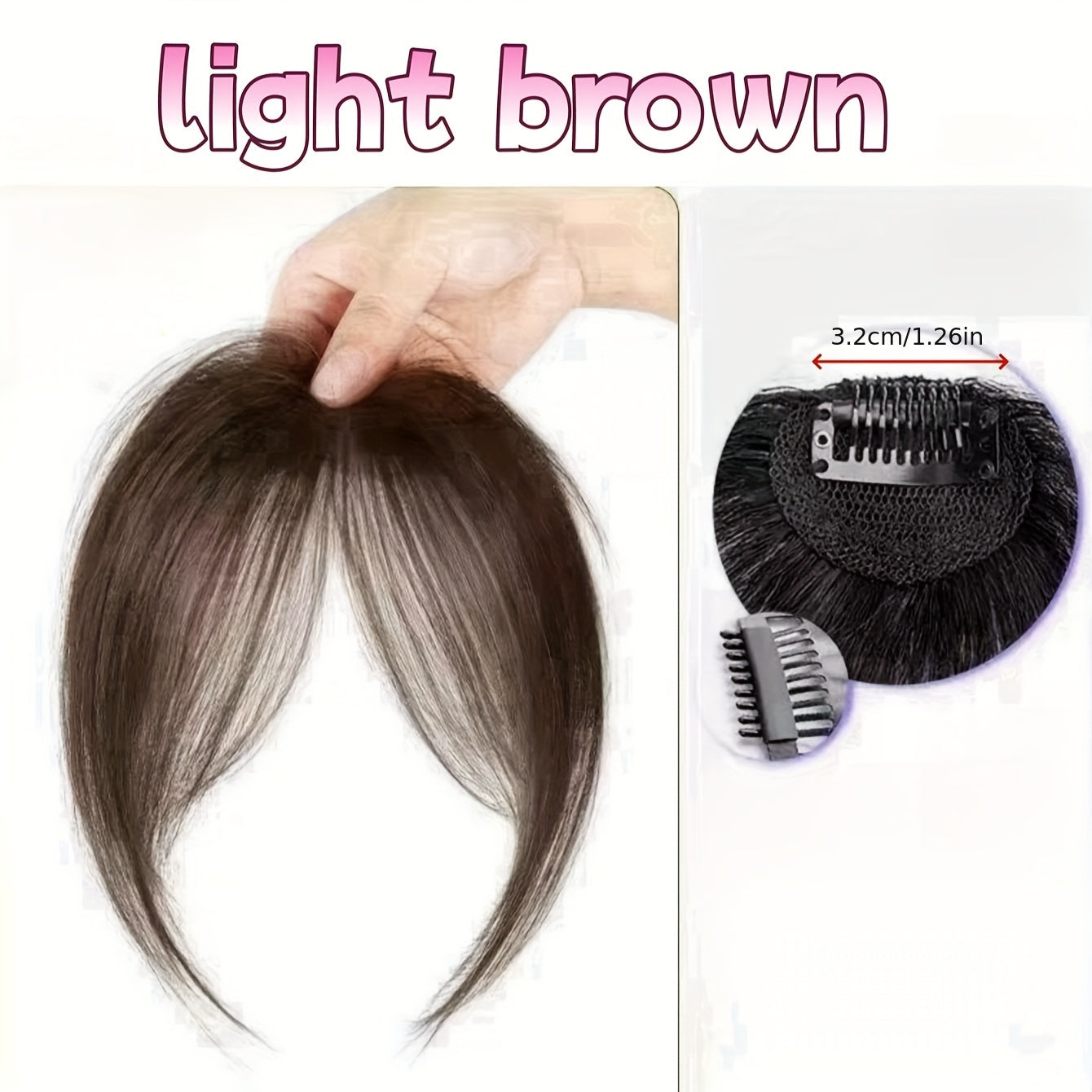 1pc Women'S Elegant Deep Brown Black Light Brown Clip-in Bangs Hairpiece, Synthetic Bangs, Hair Accessory with Sideburns, Natural Voluminous Bangs Clip-in Hair Decor, Suitable for Daily Hair Accessories Wear