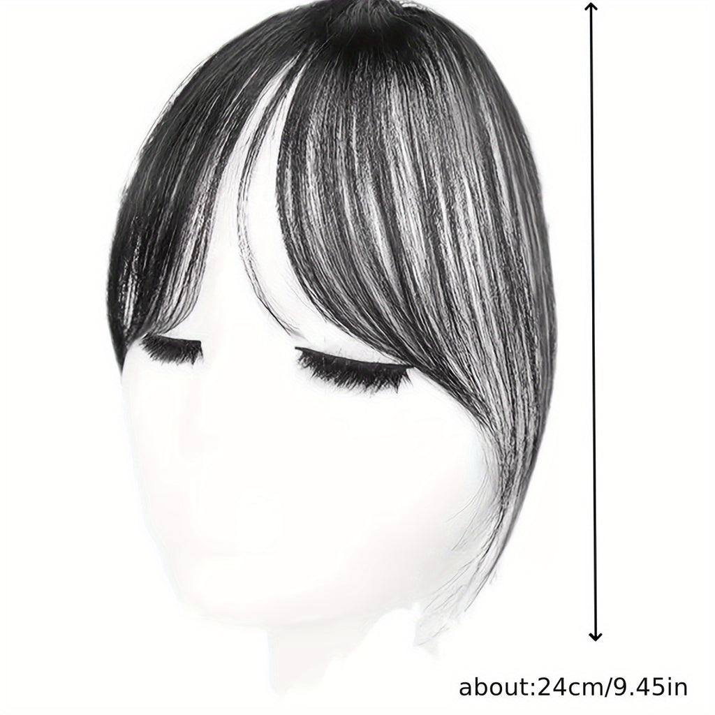 1pc Women'S Elegant Deep Brown Black Light Brown Clip-in Bangs Hairpiece, Synthetic Bangs, Hair Accessory with Sideburns, Natural Voluminous Bangs Clip-in Hair Decor, Suitable for Daily Hair Accessories Wear