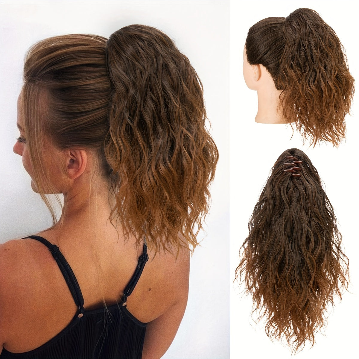 14inch Curly Wavy Fluffy Synthetic Ponytail Hairpieces - Add Volume, Style, and Elegance to Your Hair with Easy Clip-In Design - Perfect for Caucasian Women Seeking a Long, Luscious Look