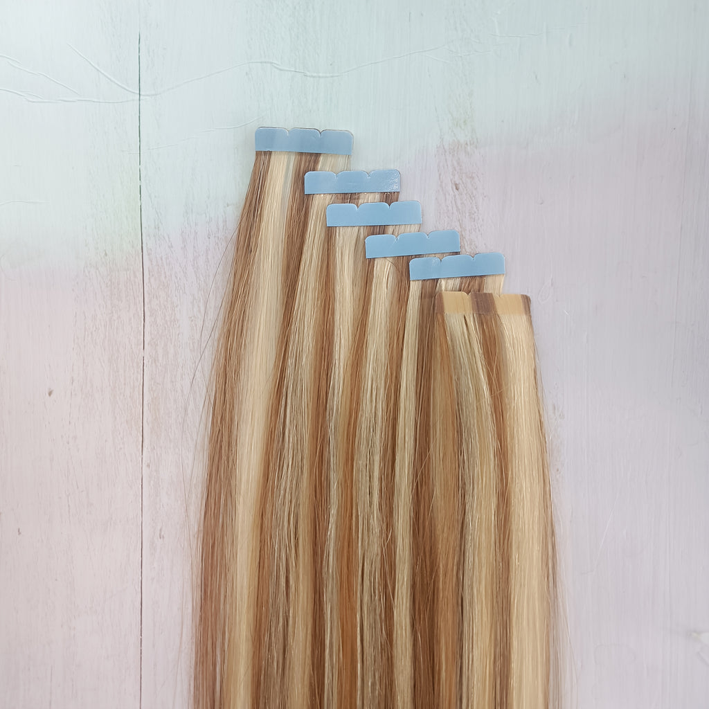 10pcs Light Brown Straight Remy Human Hair Extensions - Mini Tape-In, Easy to Apply & Style, Elegant Women'S Hairpieces for Thick Extensions, Stylish and Natural-Looking