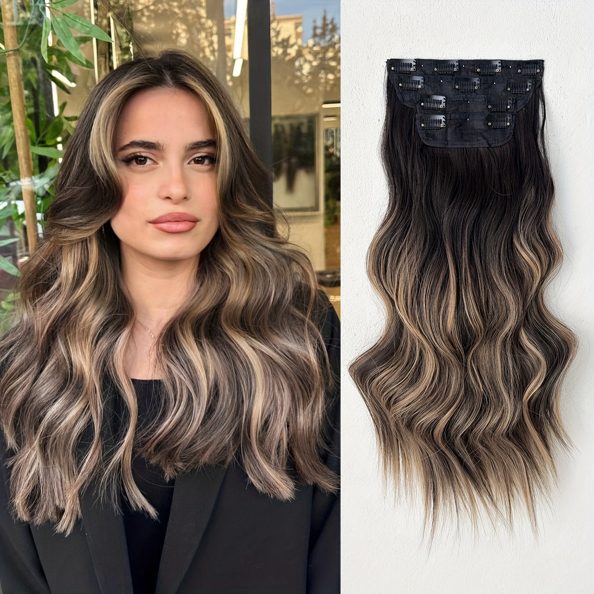YUSULAXI 22" Heat-Resistant Synthetic Hair Patch - Ombre Curly Wave Extensions for Women, Multi-Ethnic Friendly, Natural Look & Easy Maintenance for Daily Use