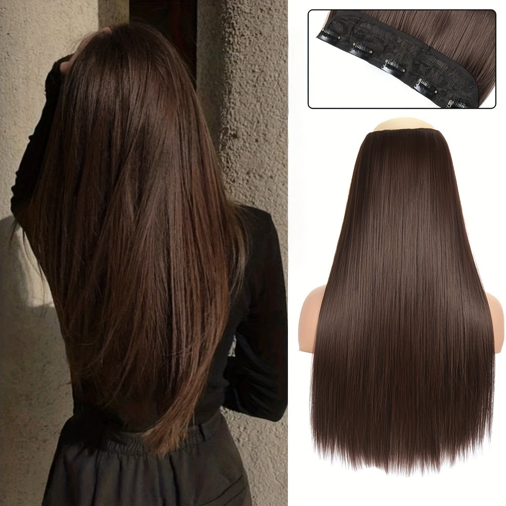 Natural Looking Long Straight Synthetic Hair Extensions - 1 pc Clip In Hair Pieces for Women Daily Use Hair Clips Hair Accessories Halloween Christmas