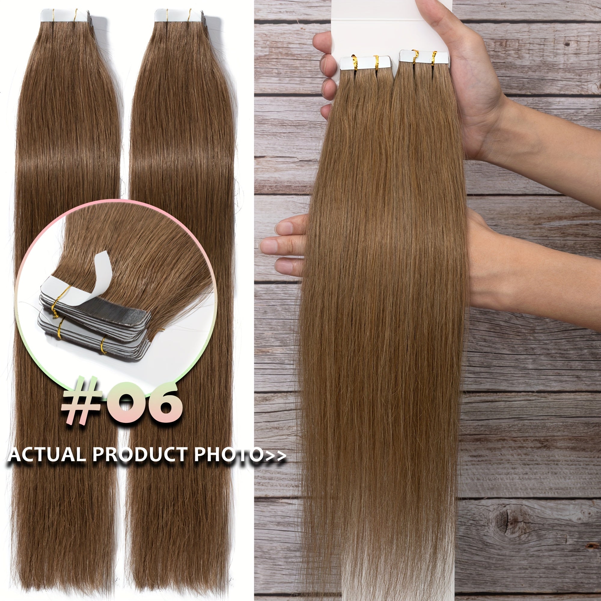 Tape In Hair Extensions Human Hair Straight Real Human Hair For Black And Brown Smmooth Silky Hair Extensions Tape In 40.64-60.96 cm 10pcs/pack, Perfect For Outgoing, Cosplay, Wedding, Daily Life, Party To Adding Volumn (10pcs/pack)