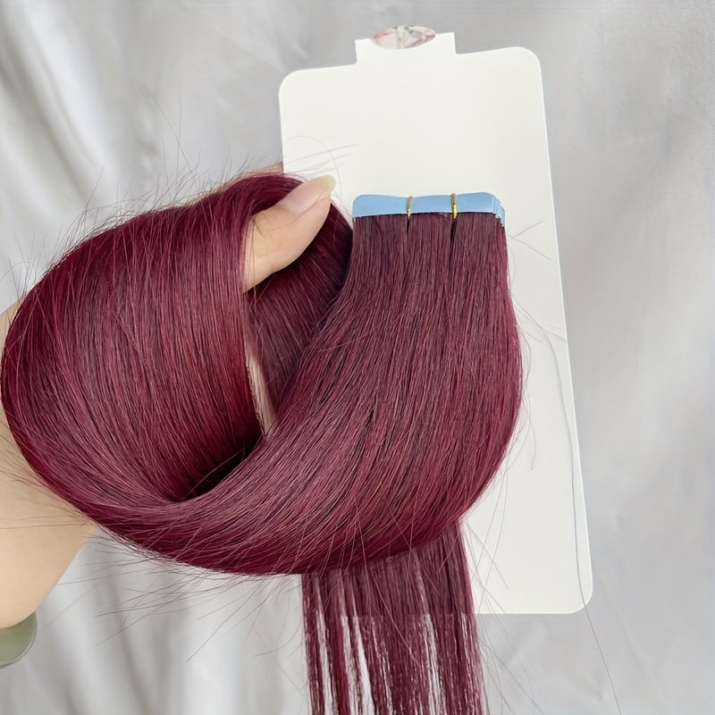 20pcs Normal Color Tape In Hair Extensions Human Hair Straight Tape In Hair Extensions 30.48cm-55.88cm Long Hair 30G/Pack Add Volume