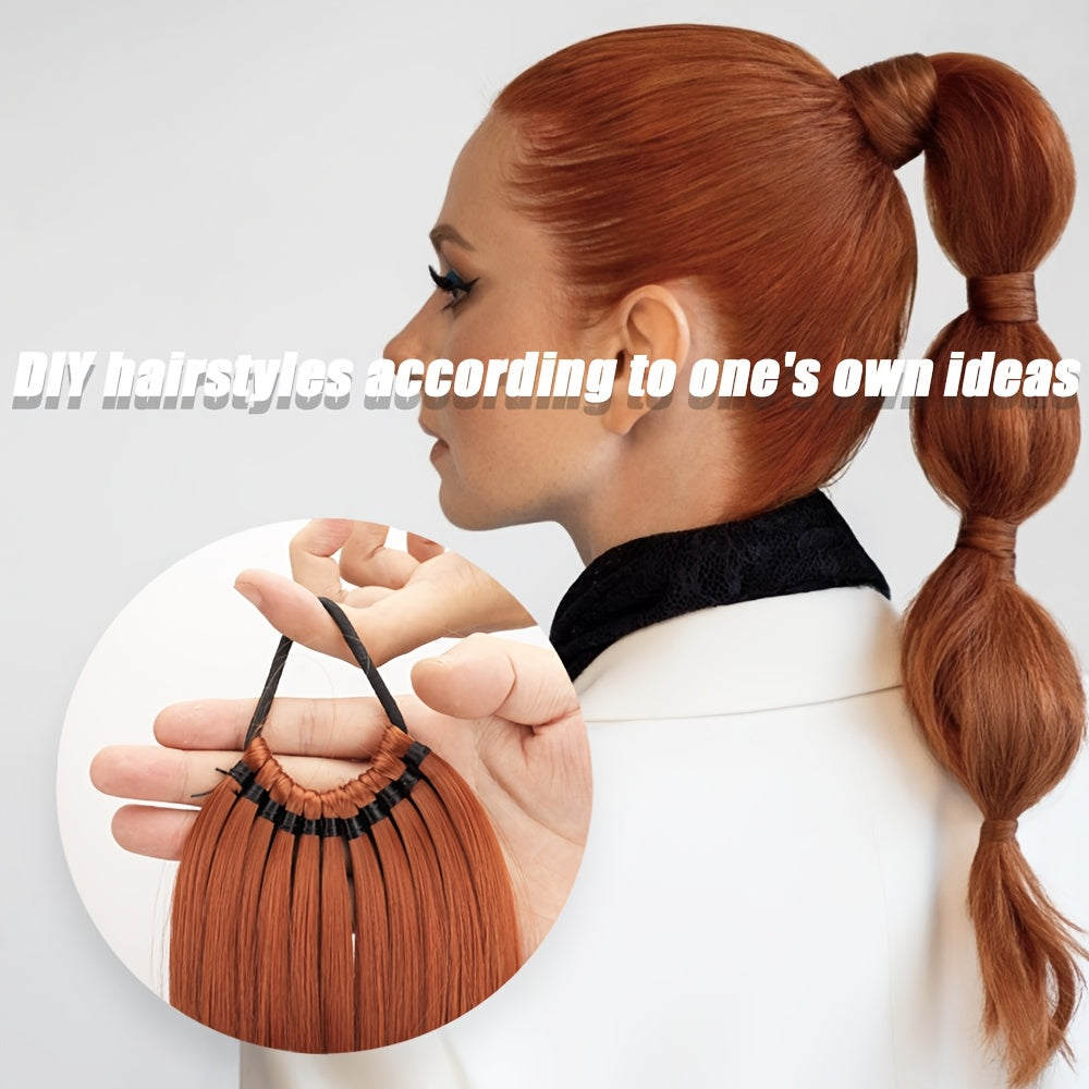 Women'S Long Straight Orange Ponytail Extension, High-Temperature Fiber Synthetic Hair, Basic Style, Daily Wear, Hairpiece for Volume Increase