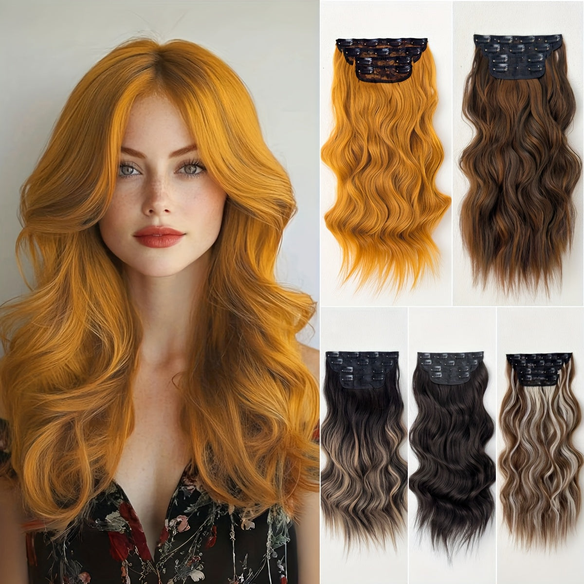 YUSULAXI 22" Heat-Resistant Synthetic Hair Patch - Ombre Curly Wave Extensions for Women, Multi-Ethnic Friendly, Natural Look & Easy Maintenance for Daily Use
