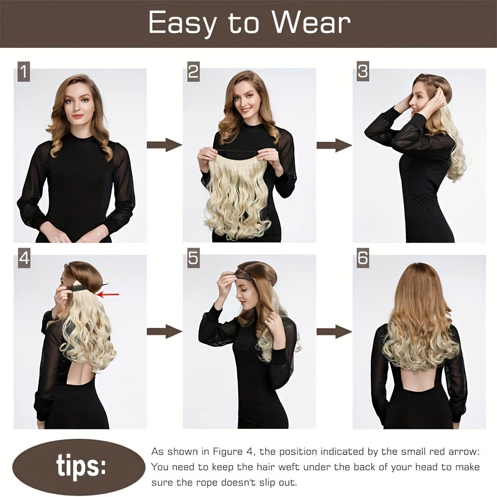 Invisible Wire Women's Hair Extensions - Easy-Clip Curly Synthetic Hairpieces, Comfortable & Natural-Looking for Full-Body Curls