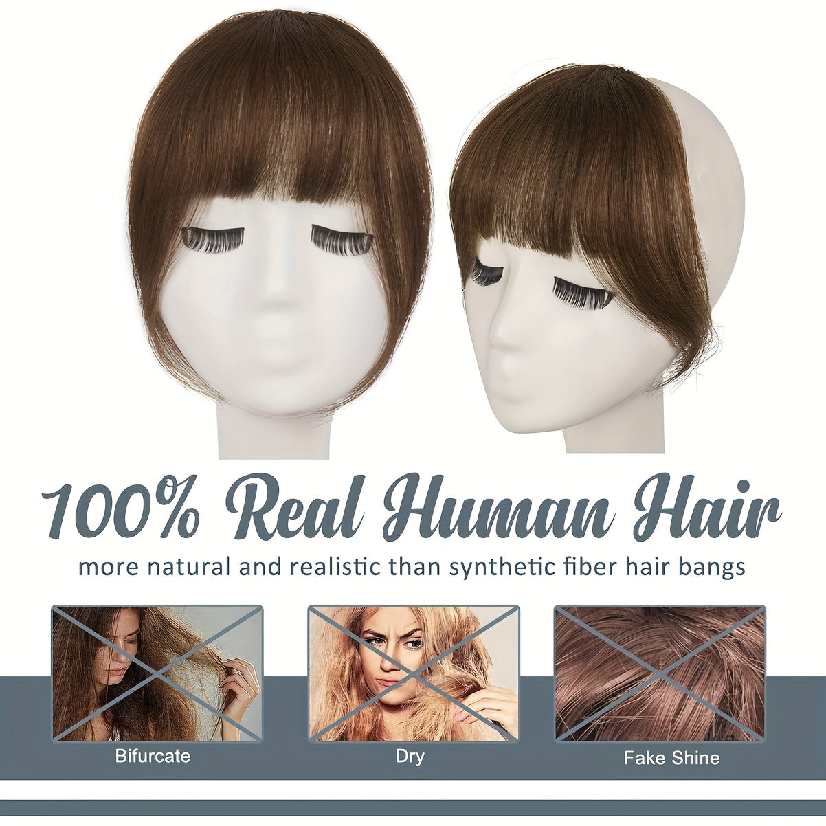 Clip-in Bangs 100% Human Hair Fringe Clip on Natural Hair Extensions Daily Party Fringe French Clip In Thick Natura Full Bangs