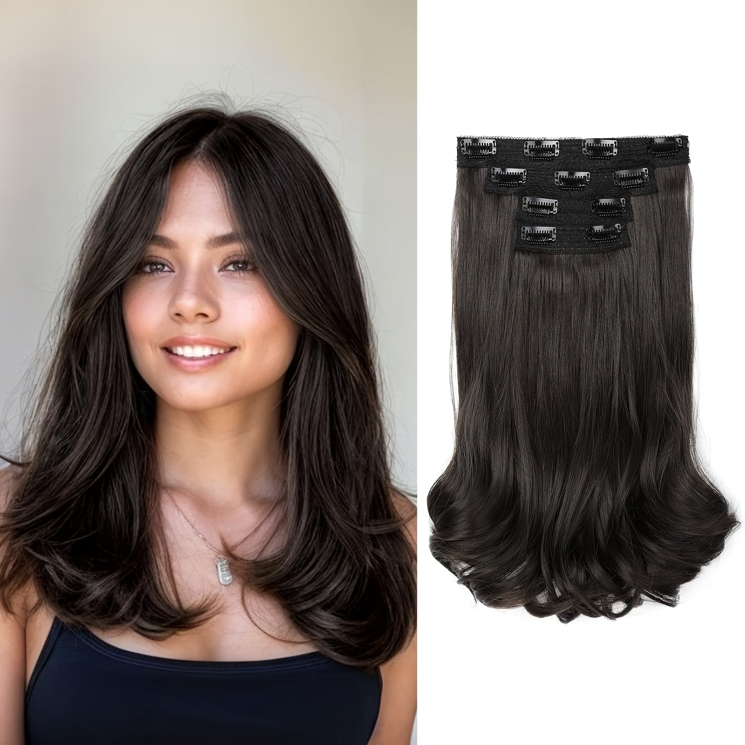 [Wavy Hair Extensions] 4pcs NAYOO Clip-In Short Beach Wavy Hair Extensions | Invisible Lace Weft, Natural Soft Hairpieces for Women, 14" Heat-Resistant Synthetic Hair, Easy Apply & Style for Everyday & Special Occasions