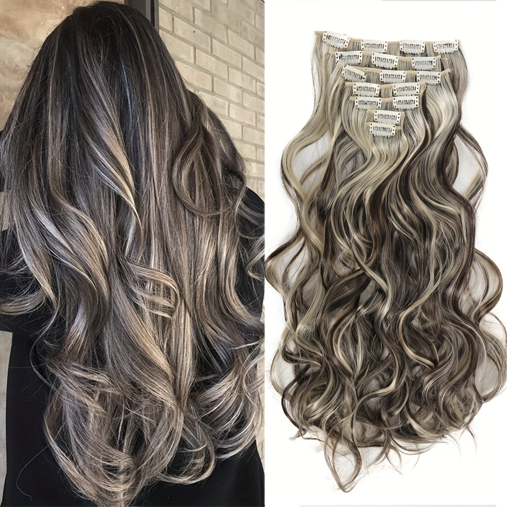 50.8 cm Curly Full Head 7 Separate Pieces Heat Resistance Synthetic Hair Clip in Hair Extensions- Long Hair Accessories for Women, Perfect for Party Daily Use