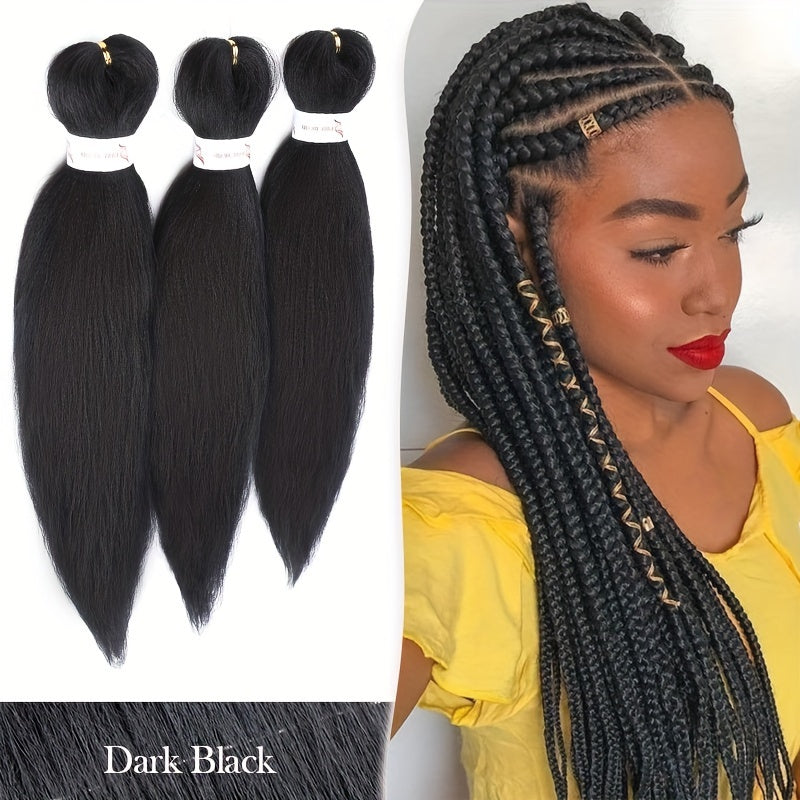 3 Bundles, Soft Synthetic Fiber EZ Braid Professional Pre-Stretched Braiding Hair Extensions, Yaki Texture, Long Lasting Freshness, No Shedding, Unisex-Adult, Crochet For Bohemian Braids Goddess Faux Locs Water Wave Passion Twist Fluffy Natural Ombre