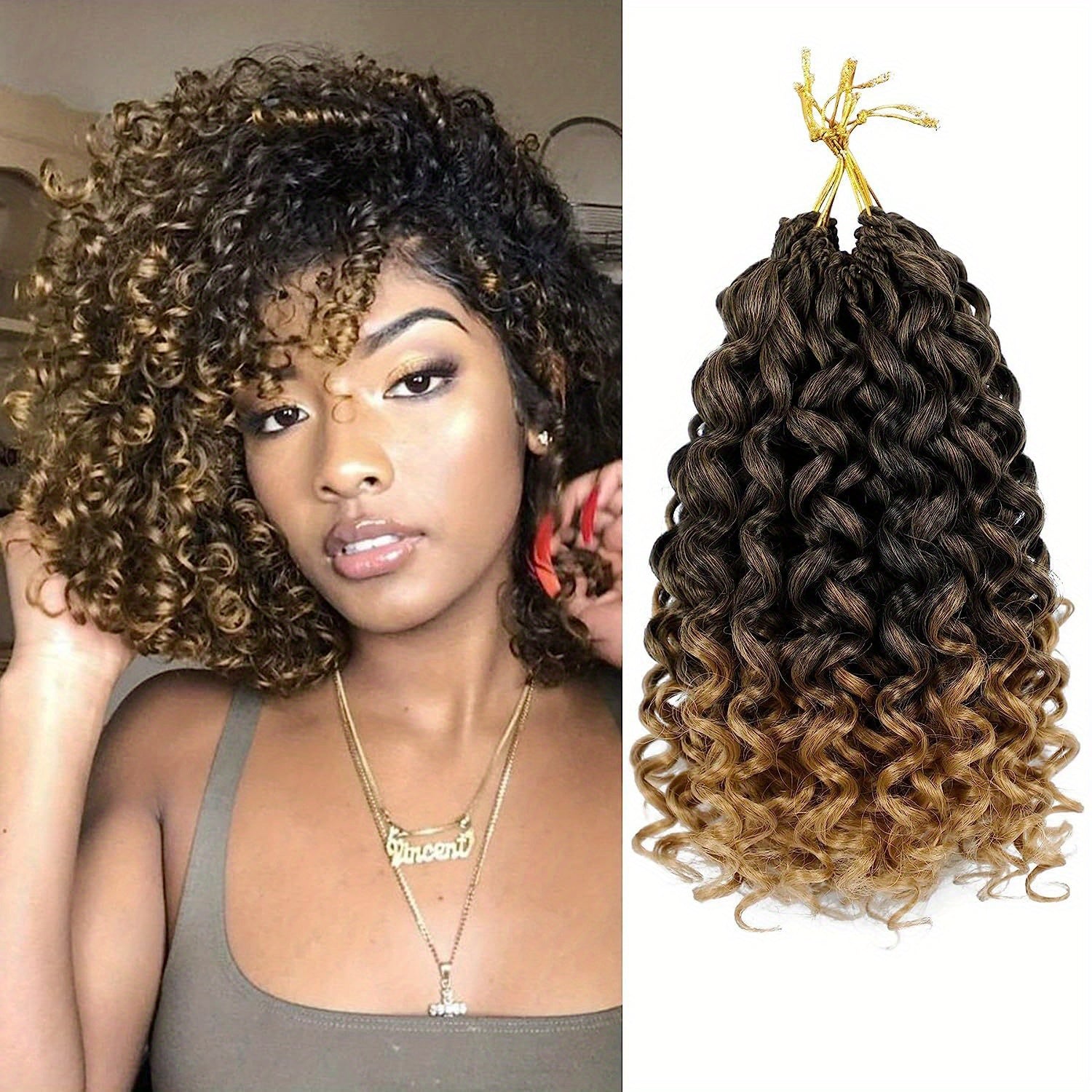 4 Packs Curl Crochet Hair Short Curly Crochet Hair For Women Water Wave Beach Curl Deep Twist Crochet Braids Synthetic Braiding Hair Extensions