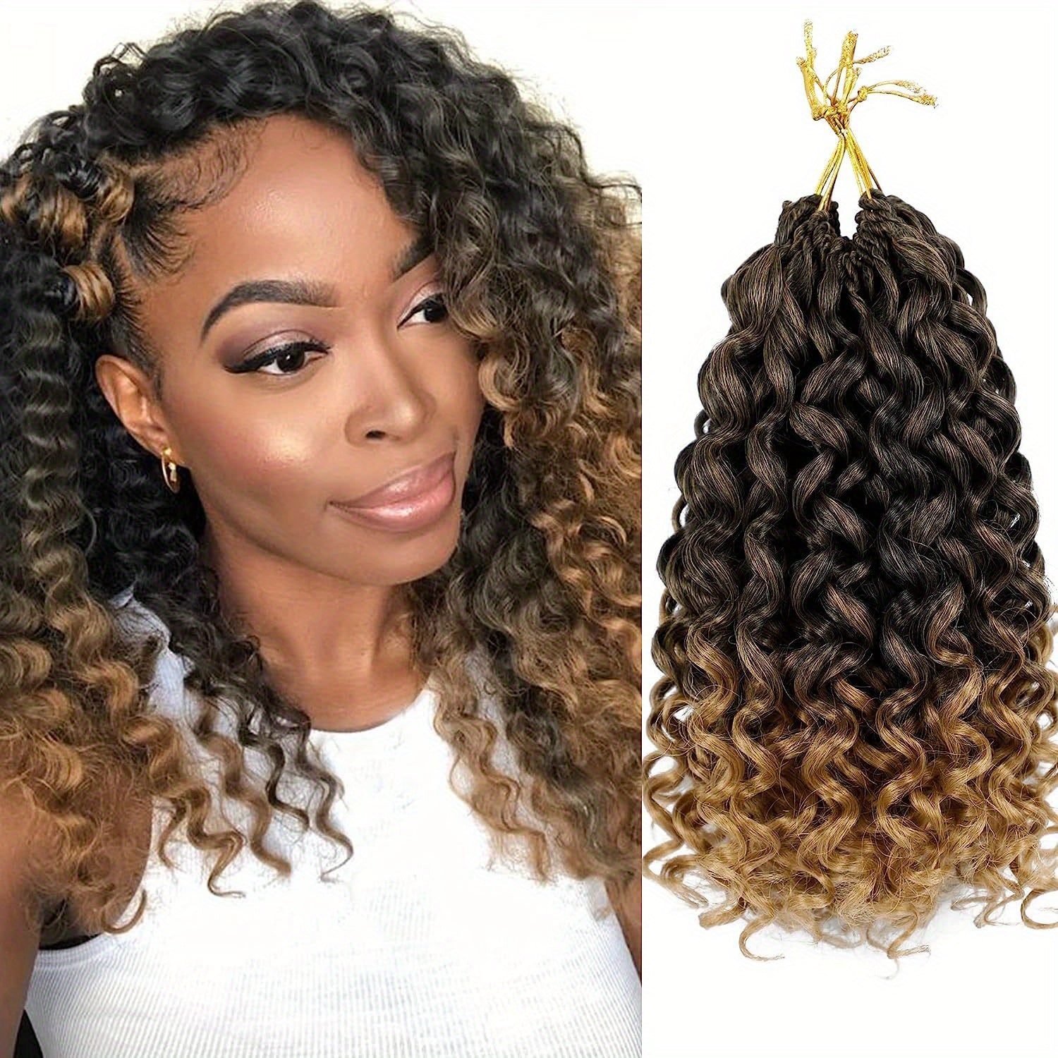 4 Packs Curl Crochet Hair Short Curly Crochet Hair For Women Water Wave Beach Curl Deep Twist Crochet Braids Synthetic Braiding Hair Extensions