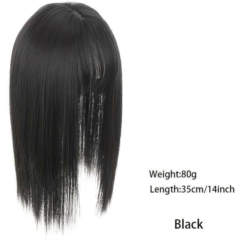 35.56cm Hair Toppers for Women with Thinning Hair Synthetic Clip in Hair Pieces Large Base Wiglets with Bangs Hair Extension Hairpieces Synthetic Straight Hair pieces with Bangs