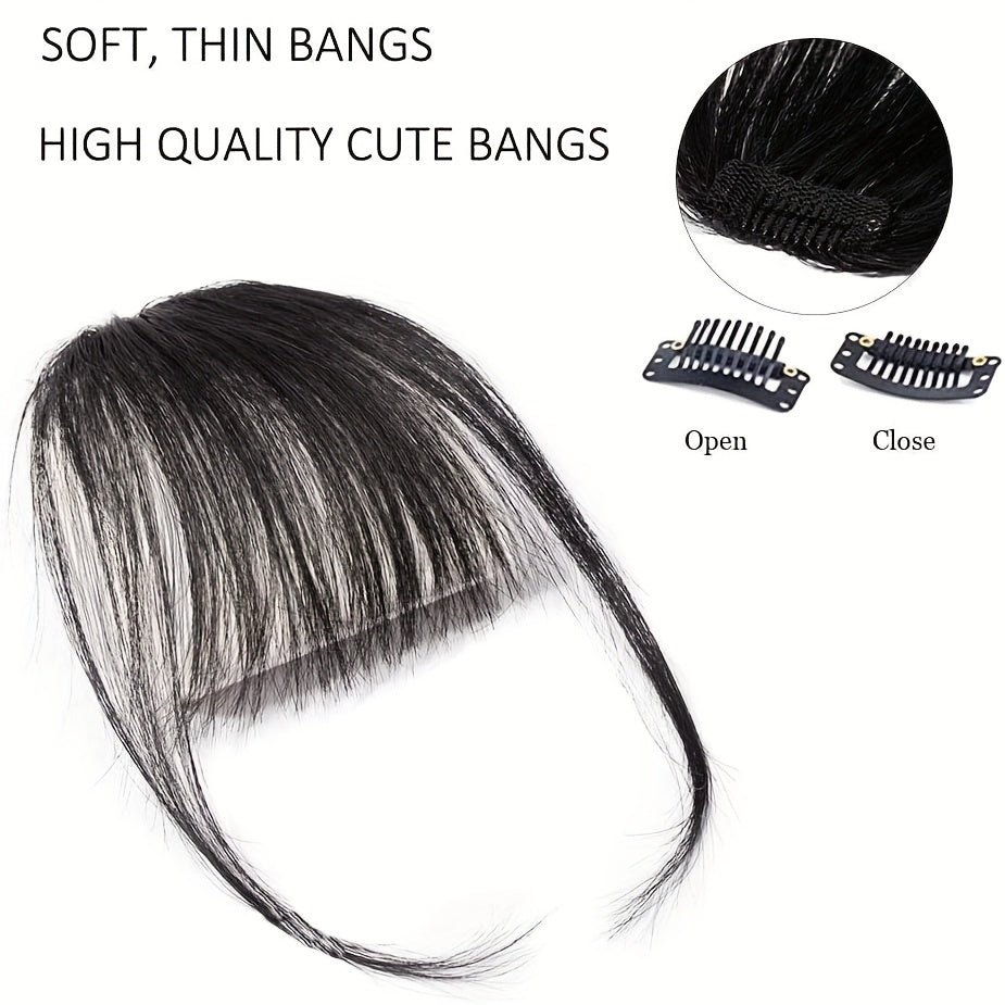 Clip-In Bangs - Invisible & Seamless Lightweight 100% Human Hair, Wispy Bangs with Sideburns, Natural Curved Hair Extensions for Women, Daily Wear & Stylish Look, Stylish Hair Accessory | Natural Hair Look | Lightweight Hairpiece, Hair Extensions