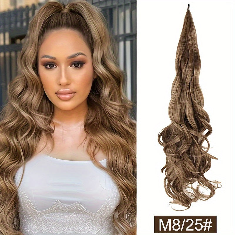 Ponytail Extension 81.28 cm Flexible Wrap Around Ponytail Hair Extensions Long Curly Pony Tails Hair Extensions Wavy Hair Ponytails Hairpieces for Women
