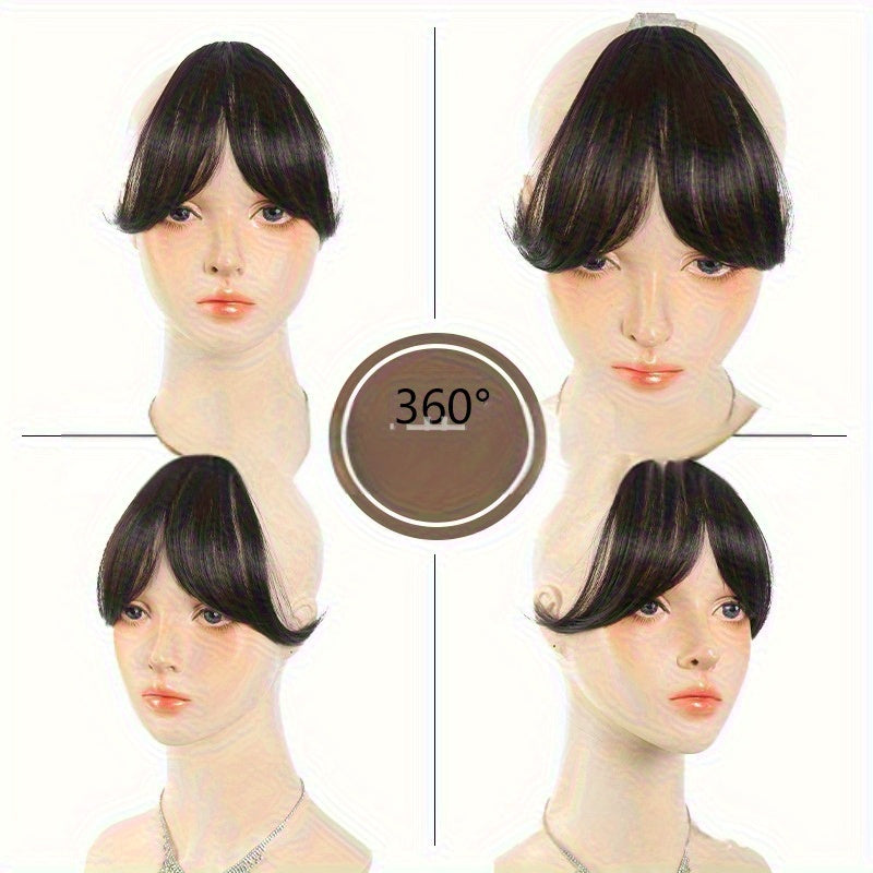 Stylish Clip-In Bang Wig - Synthetic Fiber, Natural Look, No Glue Needed, Perfect for Everyday Styling and Forehead Coverage, Wavy Style Suitable for All Ethnicities
