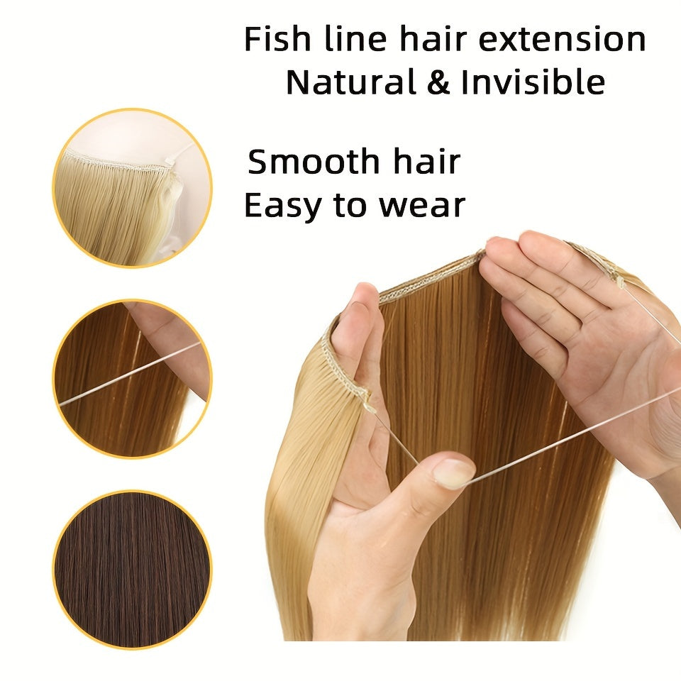Synthesis Of The Line Type Hair Extensions Straight Hair Wig Piece One Hairpiece With Invisible Fish Line Transparent Wire Adjustable Size