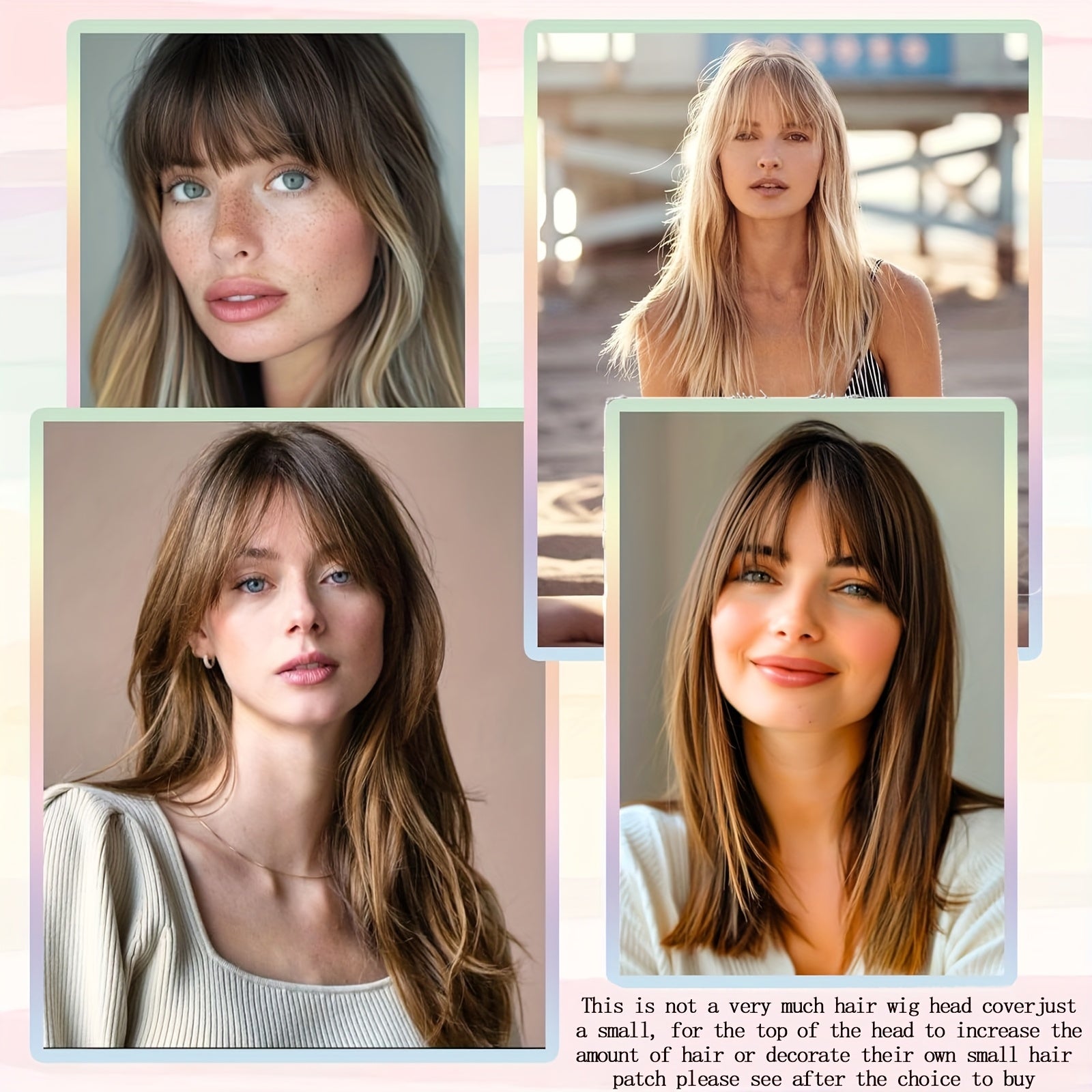 Elegant Clip-In Bangs for Women, 360° Coverage Blonde Hair Extensions with Dark Roots, French Style Straight Hair Bangs for Daily Wear, Hairpieces
