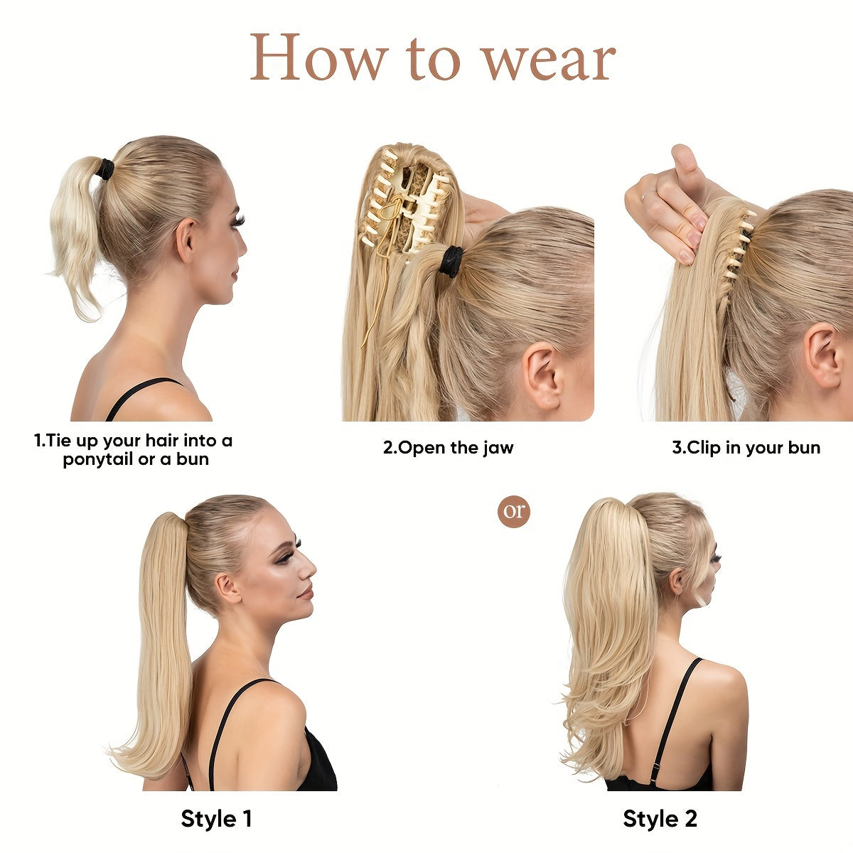 18-inch Elegant Clip-in Ponytail Extension Hairpiece - Versatile Multi-Style Synthetic Hair Accessory for Women - Easy to Wear, Natural Looking, and Long-Lasting Ponytail Solution