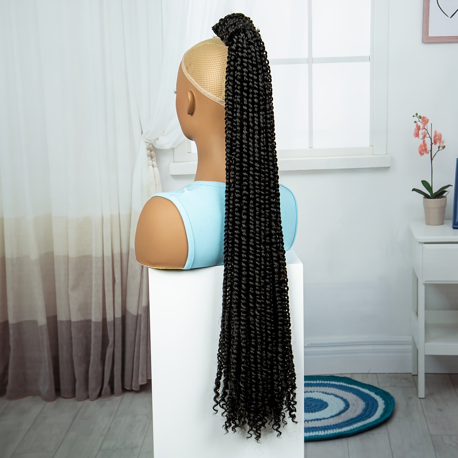 Elegant Long Braided Ponytail Extension for Women - Soft Synthetic Hairpiece with Drawstring, Versatile & Natural-Looking, Perfect for Daily Wear and Parties